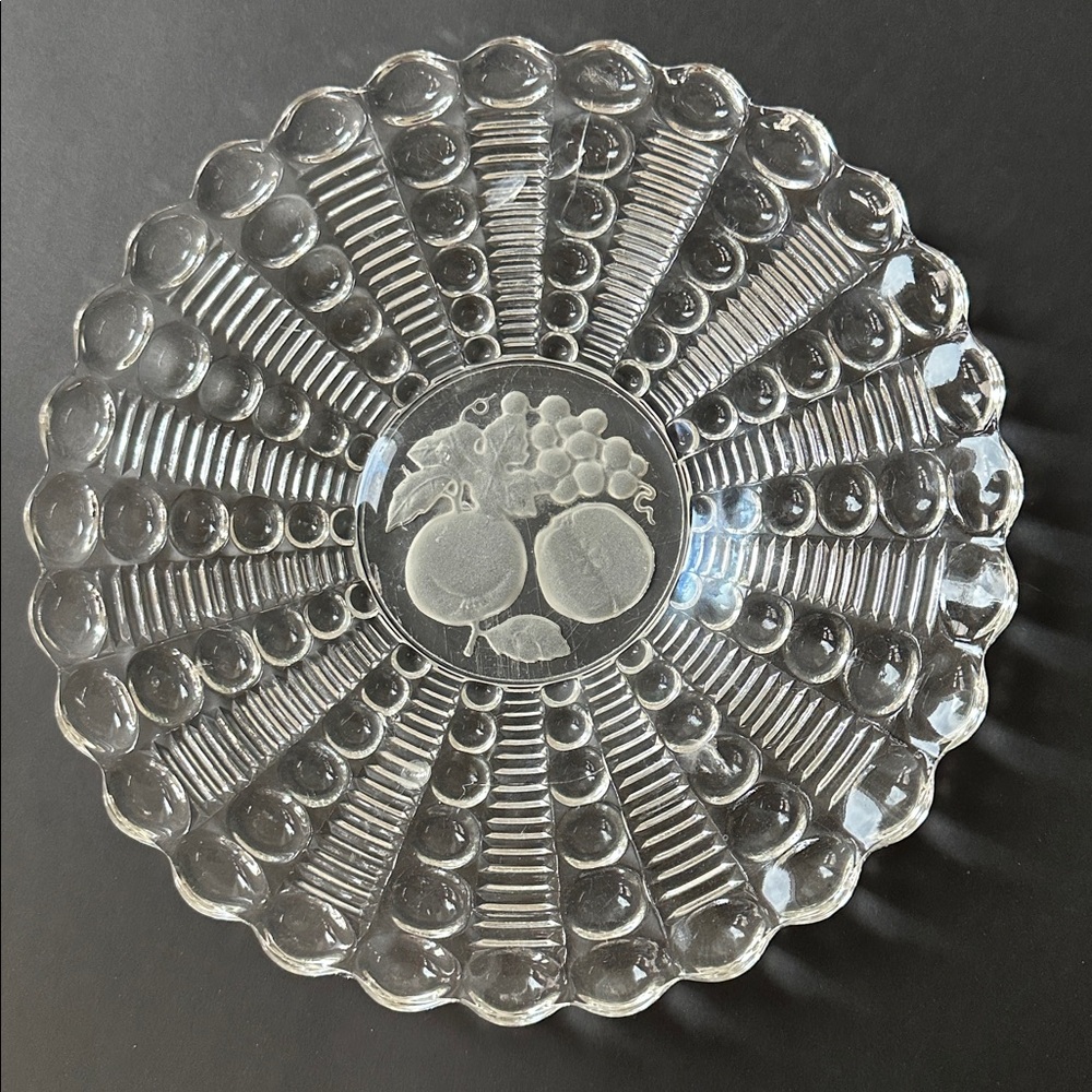 Elegant Clear Vintage Glass Fruit Plate